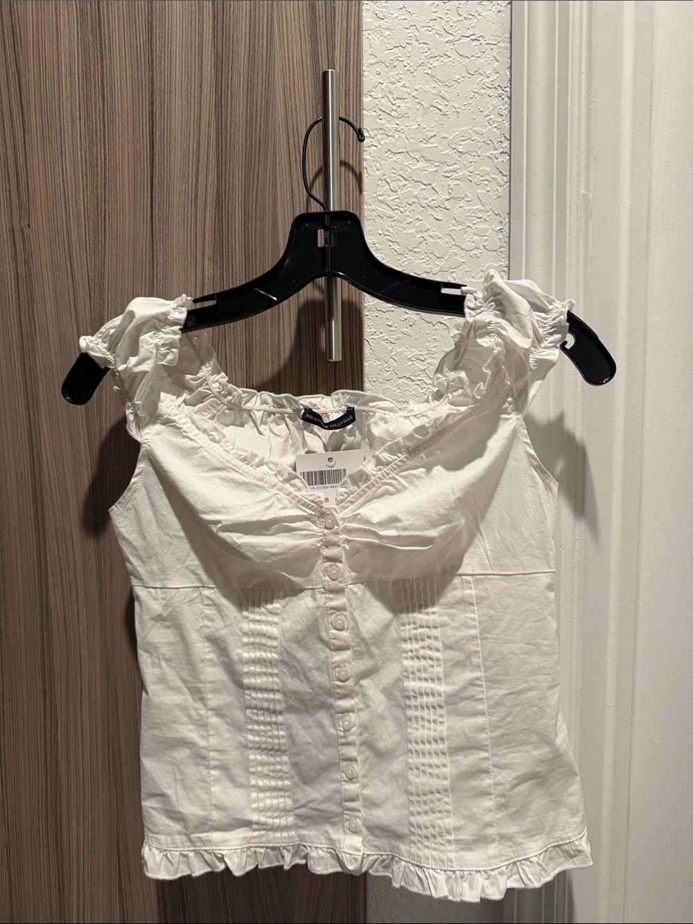 Brandy Melville White Ruffle-Trim Buttoned Camisole